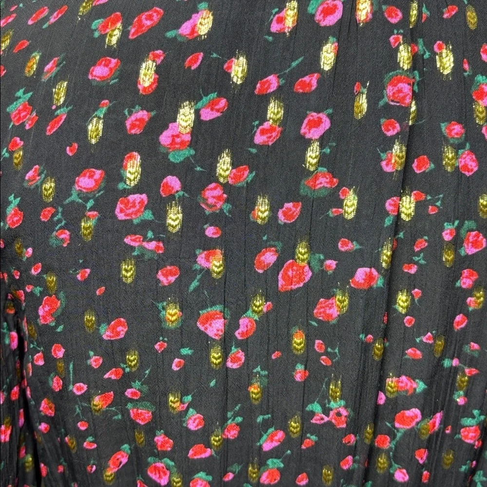 🔥ON SALE! J.Crew Floral  Long Sleeve Mini Dress V-Neck Ruffle Detail Black Sz 4